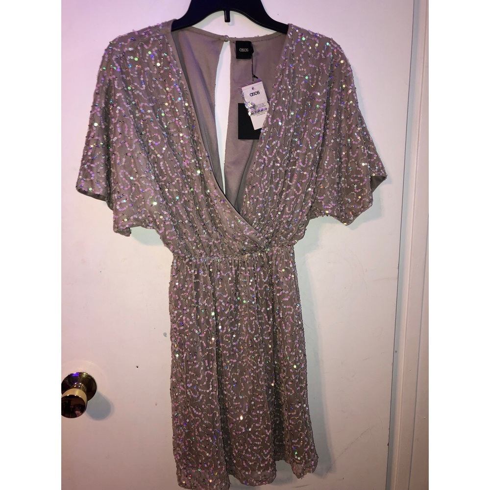 Size 2 silver sequin Asos dress